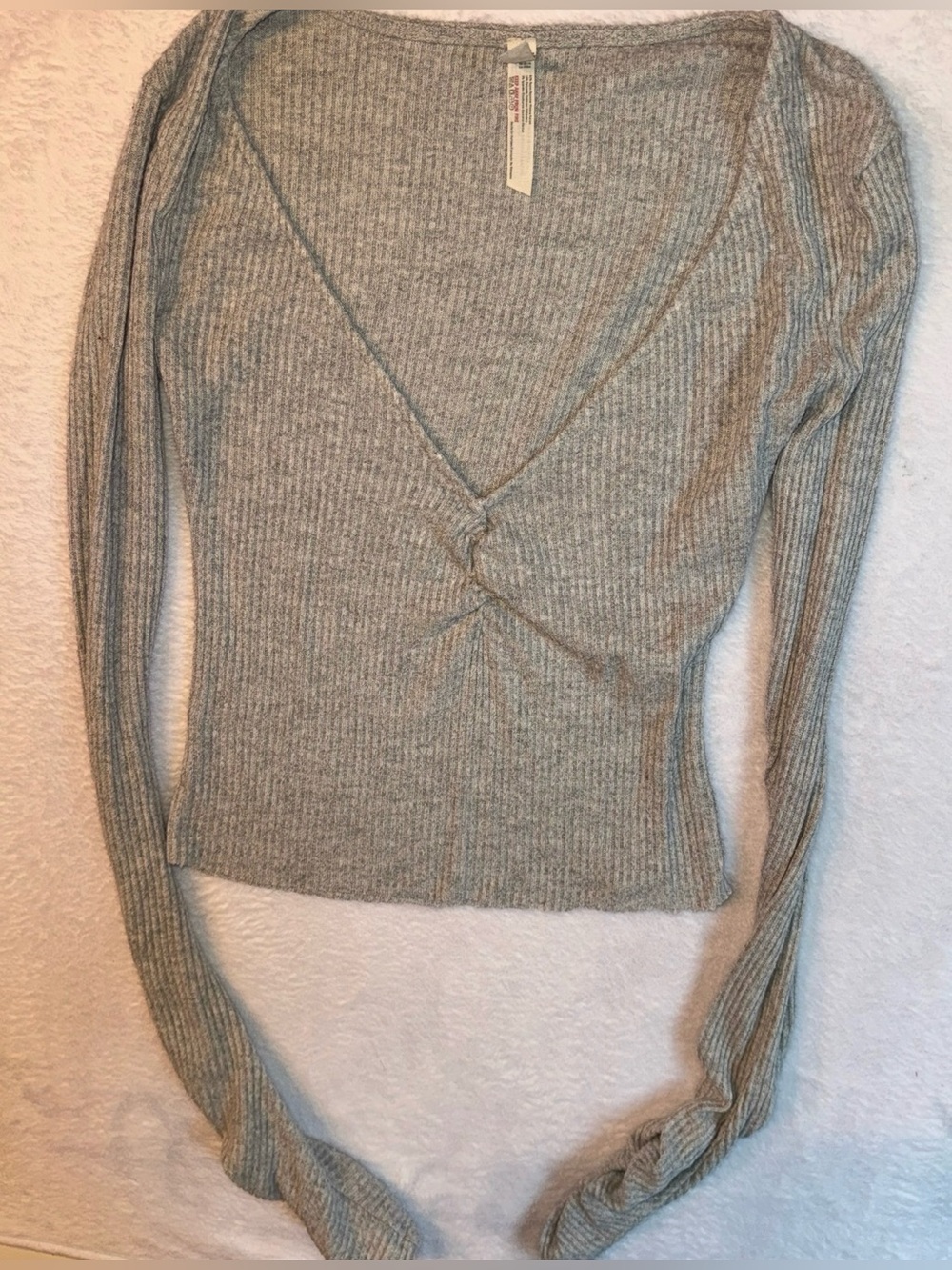 Intimately FP Ribbed Twist Front Deep V Top Gray - Picture 3 of 8